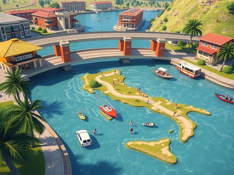 Screenshot from GeoGuessr GTA SA mod showing a first-person view of a Los Santos street