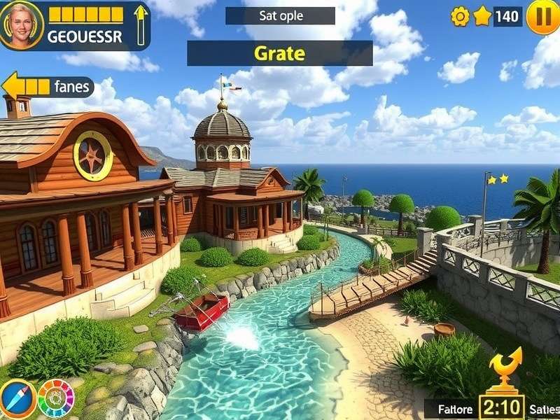 Geoguessr gameplay screenshot showing a street view location guessing challenge