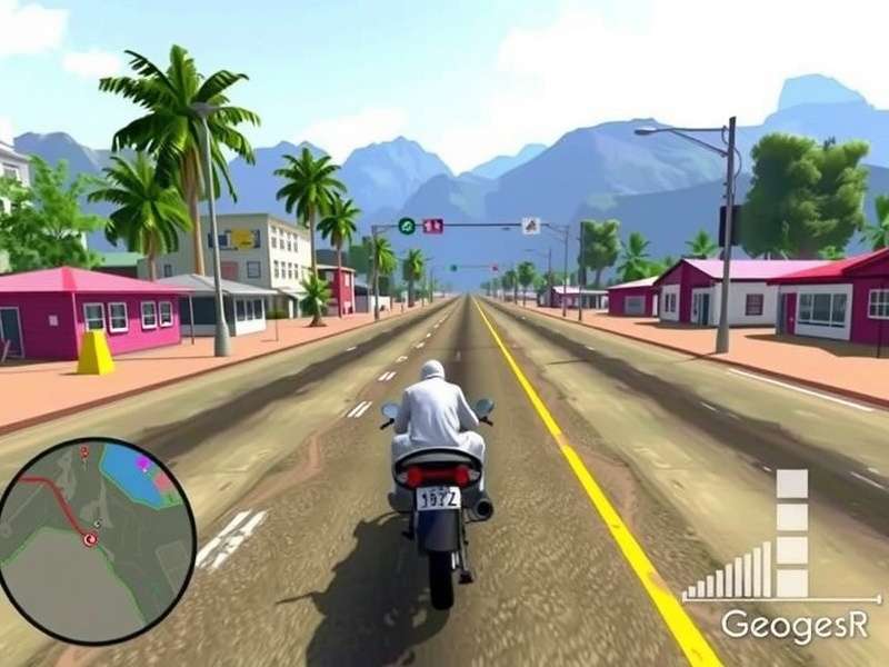 GeoGuessr GTA gameplay screenshot showing street view in Los Santos