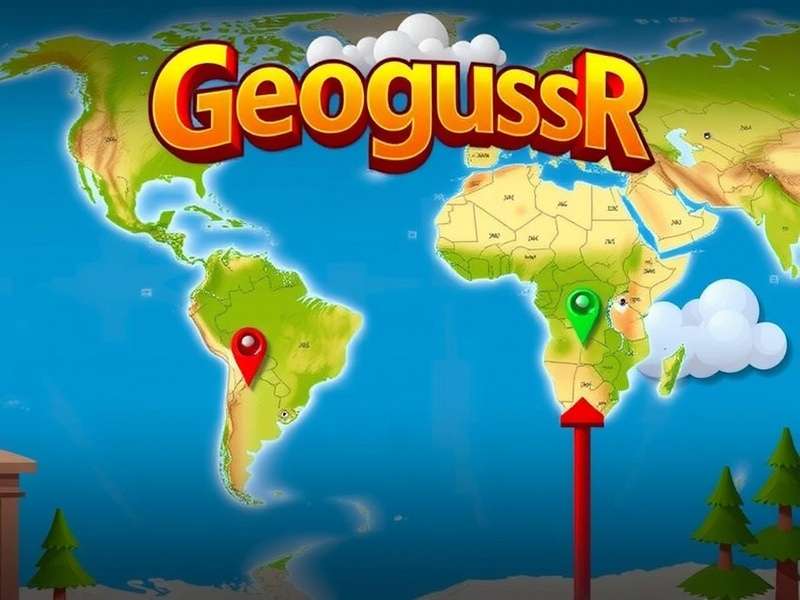 Person playing a geography puzzle game on laptop with world map