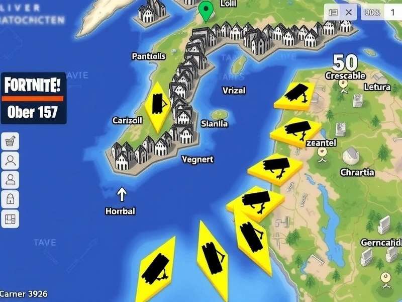 Og Fortnite Geoguessr Game gameplay screenshot showing Fortnite map with GeoGuessr interface