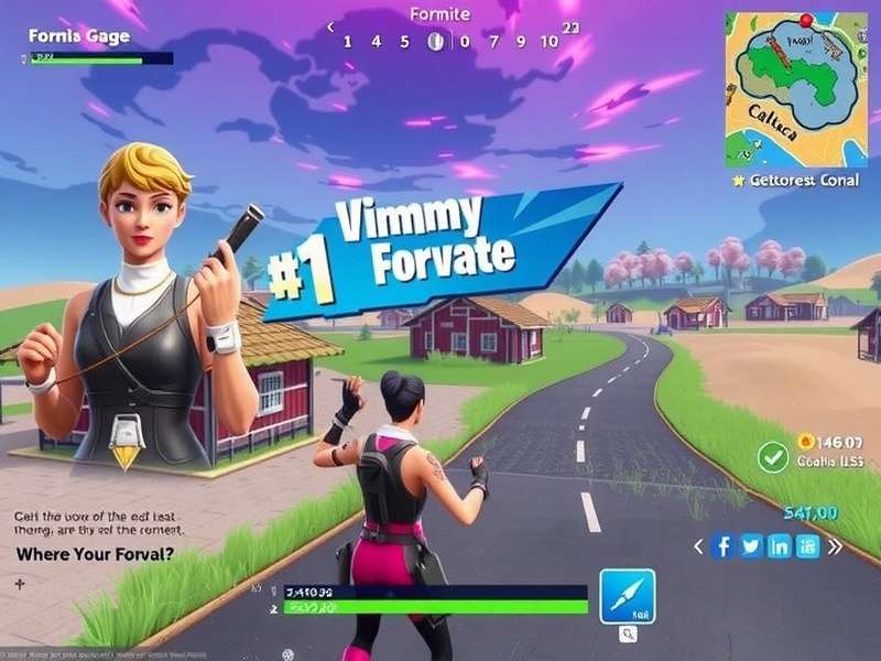 Screenshot of a GeoGuessr challenge set on the Fortnite island map