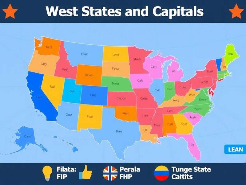 Geographic map of Western United States with state borders highlighted