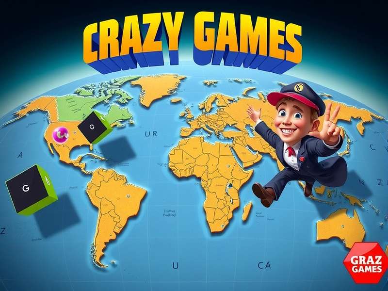 Crazy Games GeoGuessr interface showing world map and gameplay