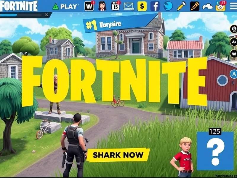 Fortnite GeoGuessr gameplay showing a drop point with terrain and building clues
