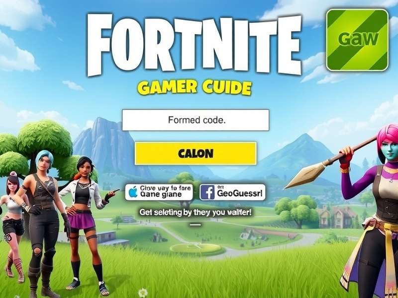 Fortnite Geoguessr Game Code interface showing battle royale map with geographic markers